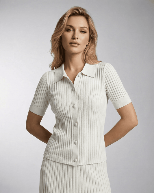 Lauven Capri Polo Shirt in white, featuring a slim fit and classic collar, ideal for summer fashion.