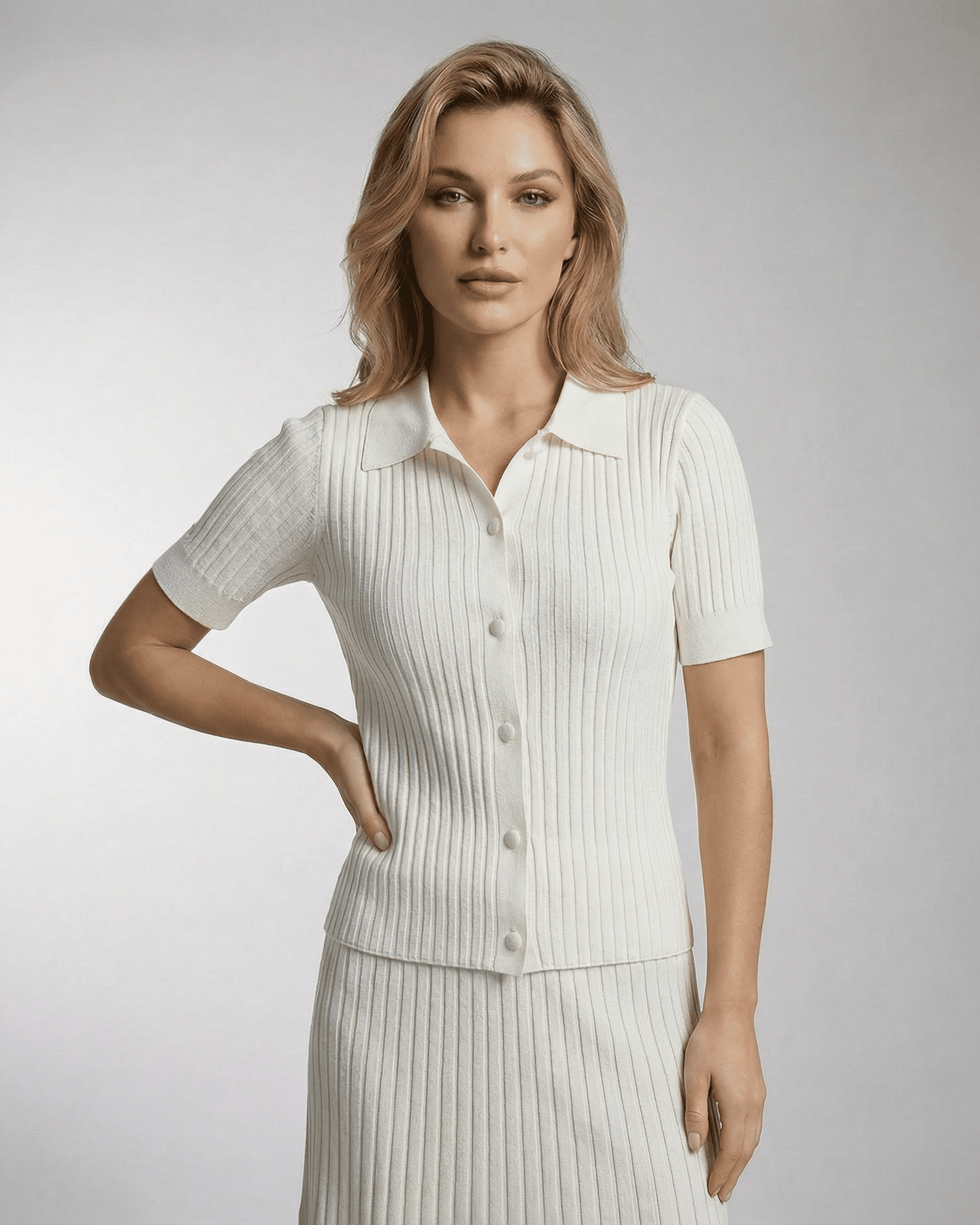 Capri Polo Shirt by Lauven - Women's Slim Knit Polo Shirt in Lightweight Summer Fabric