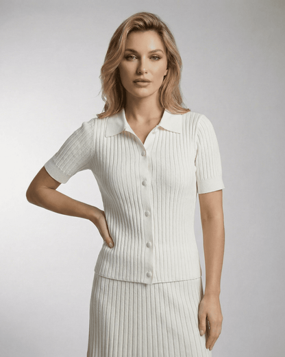 Capri Polo Shirt by Lauven - Women's Slim Knit Polo Shirt in Lightweight Summer Fabric