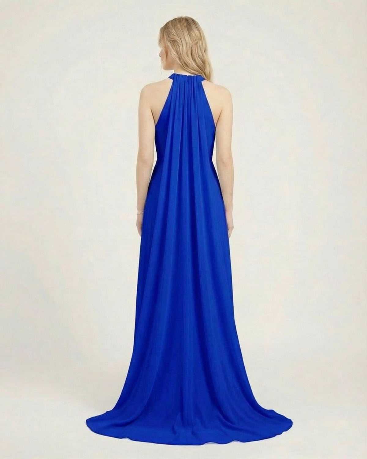 Women's Blue Maxi Dress Halter Neck, Sleeveless, Loose Fit, Elegant, Evening, Summer, Wedding Guest Cobalt Dress Lauven Women's Blue Maxi Dress Halter Neck, Sleeveless, Loose Fit, Elegant, Evening, Summer, Wedding Guest Cobalt Dress Lauven