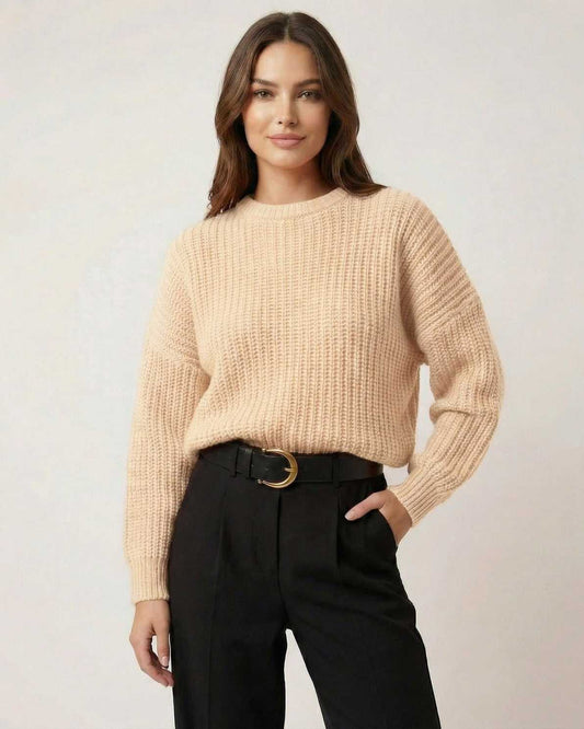 Ecru Sweater by Lauven, featuring a textured knit and casual fit for a modern wardrobe.