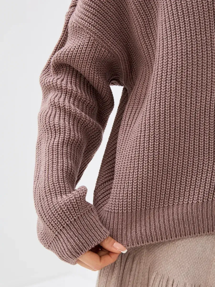 Florence Sweater by Lauven - oversized knit detail in warm coffee tone, perfect for transitional weather.