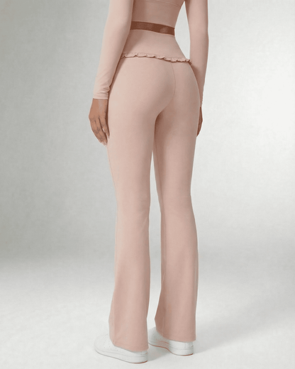 Serena Leggings by Lauven shown from the back, featuring elegant flare design and soft stretchy fabric.