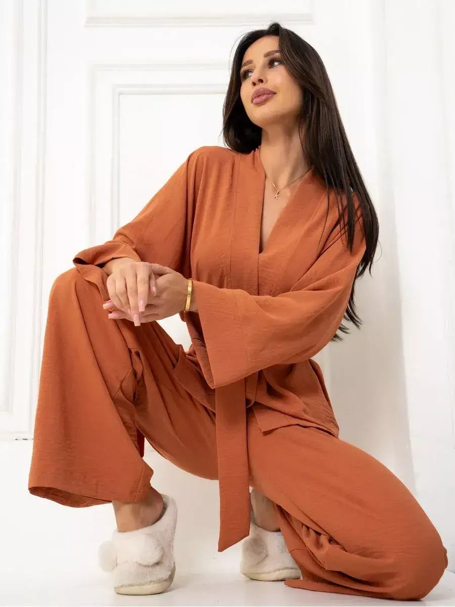 Terracotta Suit Set by Lauven – Elegant oversized two-piece set in warm brown, perfect for stylish comfort.