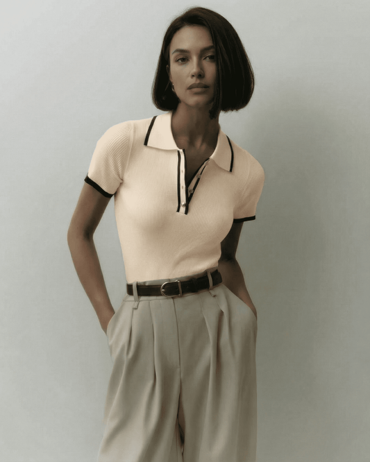 Verona Polo Shirt by Lauven, showcasing a slim silhouette with timeless contrast accents.