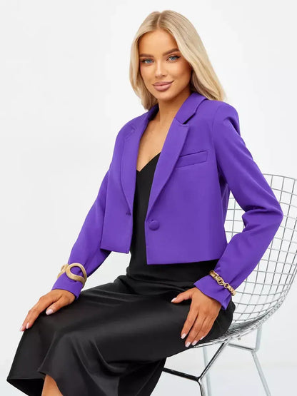 Violet Blazer by Lauven, a chic cropped blazer in bold purple, providing classic elegance for modern outfits.