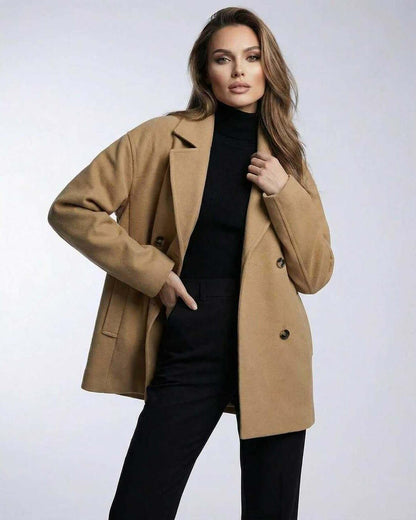 Monaco Jacket by Lauven – Women’s camel jacket with oversized tailored silhouette for modern layering.
