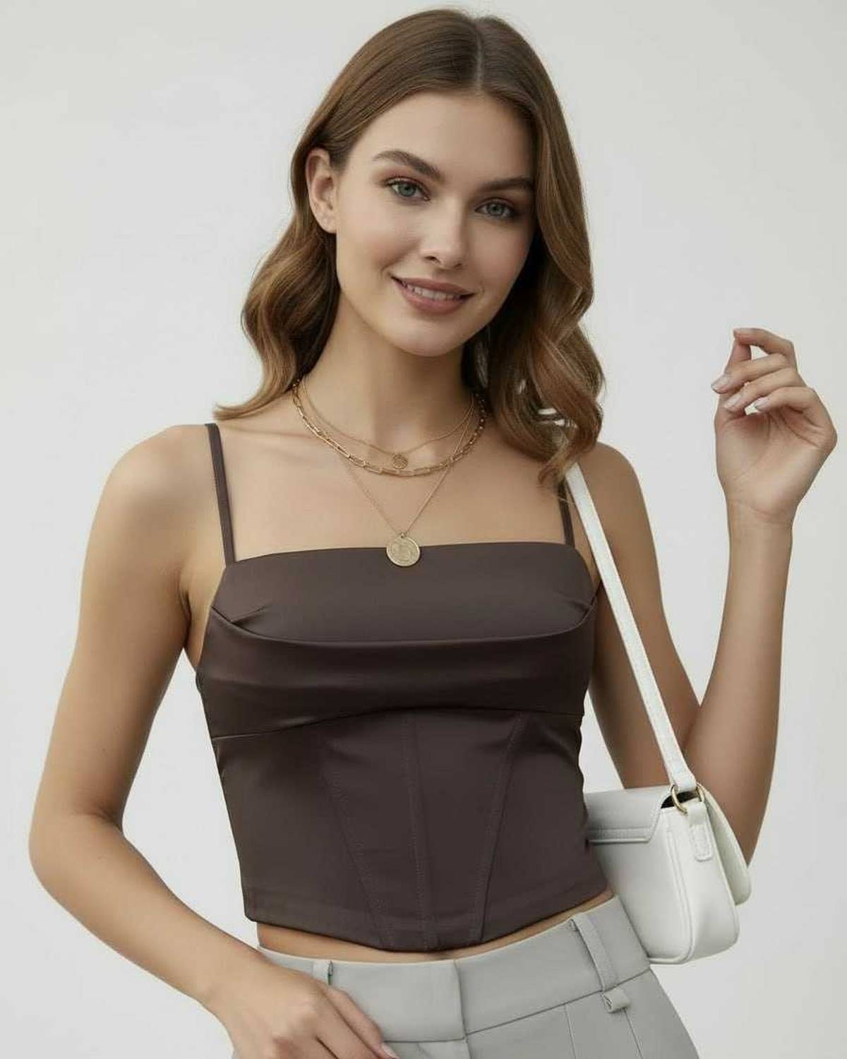 Luna Corset Top by Lauven — Elegant satin corset top with structured silhouette, showcasing modern fashion appeal.