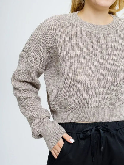 Mocha Pullover by Lauven, lightweight knit in soft coffee tone, perfect for versatile everyday styling.