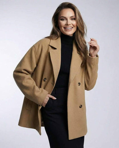 Monaco Jacket by Lauven - Women's camel oversized tailored jacket perfect for workwear and casual styling.