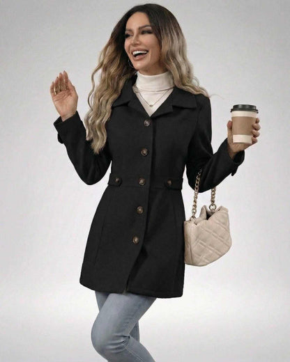 Noir Sculpt Jacket by Lauven, women's black slim fit jacket, offering structured elegance and modern style.