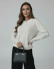 Luna Sweater by Lauven - Women’s ivory knit sweater with elegant collared long sleeves.