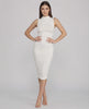 Azura Midi Dress by Lauven – Sleek sleeveless design with ruched detailing for refined elegance.