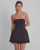 Vesper Mini Dress: Strapless A-Line silhouette in rich midnight navy, featuring a sculpted bodice and flared skirt by Lauven.