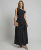 Monaco Maxi Dress black one shoulder A-line silhouette by Lauven, offering elegant style and refined movement.