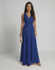 Azure Maxi Dress by Lauven in rich blue with elegant V-neck design and flowing silhouette.