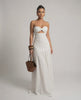 Serena Maxi Dress - White strapless dress with cutout high waist silhouette from Lauven, offering elegant style and comfort.