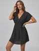 Lauven Marisole Cover Up - Black loose dress cover up with V-neckline and short sleeves for beach style.
