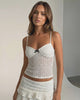 Aveline Top by Lauven - Elegant white lace camisole top with bow detail, perfect for refined everyday styling.