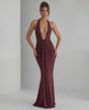 Aurelia Maxi Dress by Lauven, featuring stretch jersey, halter neck, and body-skimming silhouette for modern elegance.