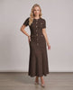 Aureline Maxi Dress by Lauven, textured knit, round neck, refined structure, softly contoured silhouette.