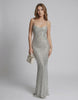Lunaria Maxi Dress – Sleek silver sequin bodycon maxi dress by Lauven, showcasing elegance and allure with an open back.