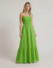 Zafira Maxi Dress - Green strapless maxi dress with smocked bodice, by Lauven, offering a relaxed, flowing silhouette.
