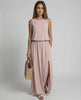 Arden Maxi Dress: Blush Pink sleeveless maxi with side slit, relaxed fit, by Lauven, elegant and comfortable.