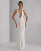 Aurelia Maxi Dress featuring sleek stretch jersey fabric, halter neck, and body-skimming silhouette by Lauven.