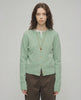 Sage Cardigan by Lauven - Women's green cardigan sweater with round neck and button front.