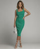 Verona Midi Dress by Lauven – Green ribbed knit bodycon dress with sculpted fit, perfect for stylish occasions.