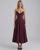 Aveline Midi Dress featuring a fitted bodice, V-neckline, and a flowing skirt by Lauven, perfect for elegant occasions.