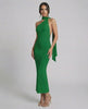 Ivy Maxi Dress by Lauven in rich green, featuring halter neck and open back design for an elegant look.