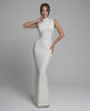 Aurelia Maxi Dress - White sleek sleeveless dress with mock neck and fitted silhouette by Lauven.