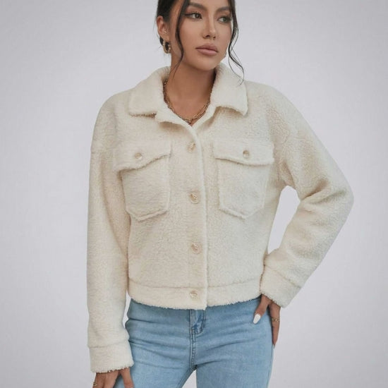Aspen Jacket by Lauven – Women's Faux Fur Jacket with Lapel Collar and Button Closure