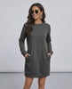 Astrid Mini Dress by Lauven, casual dark charcoal sweatshirt dress with pockets, perfect for year-round wear.