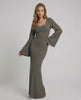 Arden Maxi Dress - Ribbed knit long sleeve olive grey gown by Lauven, featuring elegant silhouette and modern refined style.