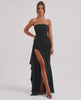 Solenne Maxi Dress - Strapless bandeau, asymmetrical design with side slit, crafted by Lauven.