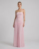 Elara Maxi Dress in pink, featuring a halter neck, smooth stretch jersey, and a flowing maxi skirt for a chic look by Lauven.