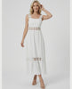 Lauven Seren Midi Dress features delicate lace insets perfect for spring and summer events.