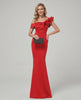 Velmora Maxi Dress featuring a mermaid silhouette, off-shoulder neckline, and ruffle detail by Lauven.