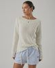 Sienna Sweater by Lauven, women’s boat neck sweater with rib knit detail in a soft knit texture, perfect for cooler days.