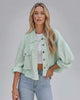 Elara Jacket by Lauven - Women's mint green cropped jacket with oversized fit and relaxed structure.
