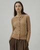Sienna Cardigan by Lauven – Women's brown cable knit cardigan sweater for versatile styling.