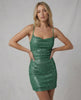 Emerald Mini Dress by Lauven featuring luxurious sequin finish and contemporary sleeveless design.
