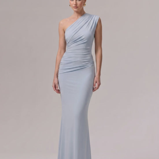 Aurelia Maxi Dress - one-shoulder, smooth stretch jersey, refined look, Lauven brand, perfect for formal occasions.