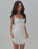 Lauven Pearl Mini Dress featuring elegant lace detailing and a flattering silhouette in pristine white.