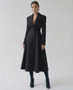 Valen Midi Dress: Elegant black A-line blazer dress with long sleeves by Lauven, enhancing feminine sophistication.