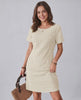 Avelin Mini Dress by Lauven, featuring textured fabric, round neckline, and a stylish mini length for warm weather.