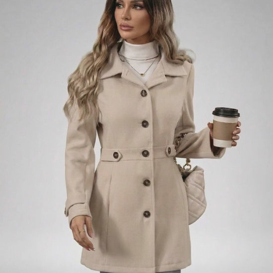 Latte Sculpt Jacket by Lauven – Stylish women's beige slim fit jacket with a tailored silhouette.